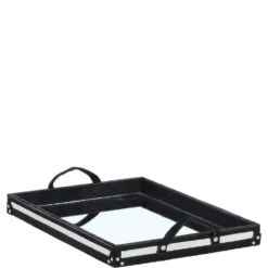 Luxury Rectangular Leather Hair-on Hide Tray Black: AGC-66 -Luxe Style Central luxury rectangular leather hair on hide tray black agc 66 p7732 27947 image