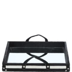 Luxury Rectangular Leather Hair-on Hide Tray Black: AGC-66 -Luxe Style Central luxury rectangular leather hair on hide tray black agc 66 p7732 27948 image