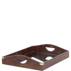 Luxury Rectangular Leather Tray Brown: AGC-53 -Luxe Style Central luxury rectangular leather tray brown agc 53 p7723 27929 image