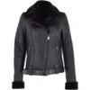 Luxury Side Zip Sheepskin Pilot/ Biker Jacket Black : Cirilla -Luxe Style Central luxury side zip sheepskin pilot biker jacket black cirilla p3767 16280 image