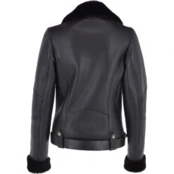 Luxury Side Zip Sheepskin Pilot/ Biker Jacket Black : Cirilla -Luxe Style Central luxury side zip sheepskin pilot biker jacket black cirilla p3767 16282 image