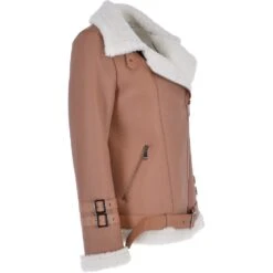 Luxury Side Zip Sheepskin Pilot Jacket Light Tan : Caitlin -Luxe Style Central luxury side zip sheepskin pilot jacket light tan caitlin p3769 16291 image
