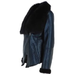 Luxury Toscana Sheepskin Jacket Glaze Blue: Corrine -Luxe Style Central luxury toscana sheepskin jacket glaze blue corrine p5812 20730 image