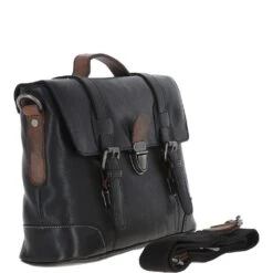 Medium Leather Work Briefcase Black/mud : 4554 -Luxe Style Central medium leather work briefcase black mud 4554 p933 22056 image