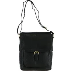 Medium Vintage Wash Leather Travel Bag Black: G-32