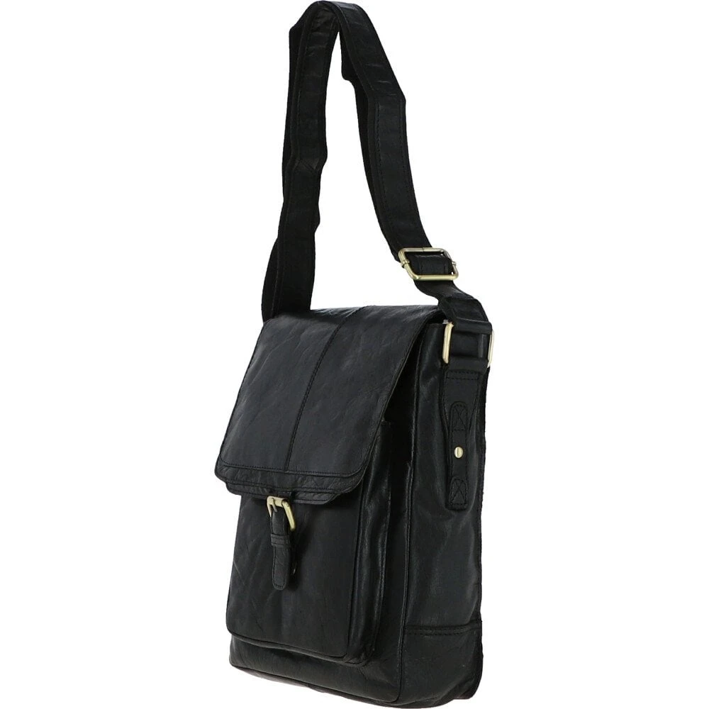 Medium Vintage Wash Leather Travel Bag Black: G-32 4 Medium Vintage Wash Leather Travel Bag Black: G-32 - Image 2