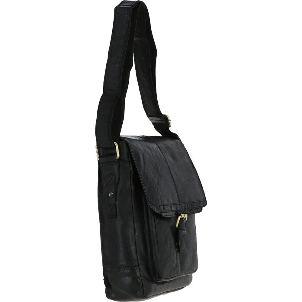 Medium Vintage Wash Leather Travel Bag Black: G-32 6 Medium Vintage Wash Leather Travel Bag Black: G-32 - Image 4
