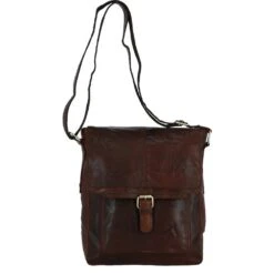 Medium Vintage Wash Leather Travel Bag Brandy: G-32