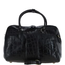 Medium Weekend Leather Holdall Blk/croc : Harry