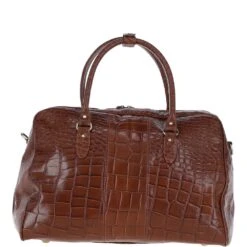 Medium Weekend Leather Holdall Cognac/croc : Harry -Luxe Style Central medium weekend leather holdall cognac croc harry p6469 23613 image
