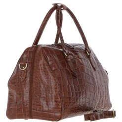 Medium Weekend Leather Holdall Cognac/croc : Harry -Luxe Style Central medium weekend leather holdall cognac croc harry p6469 23614 image