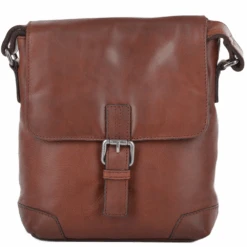 Mens 3 Pocket Luxury Small Leather Flight Bag Tan : Jack