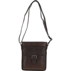 Mens 3 Pocket Medium Leather Messenger Bag Brown: W-72