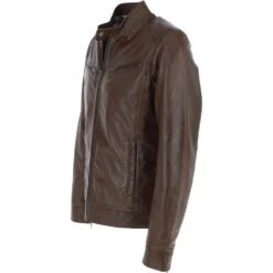 Mens Leather Biker Jacket Timber: Hartside -Luxe Style Central mens brampton leather biker jacket timber hartside p5379 19455 image