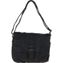 Mens Four Pocket Leather Messenger Bag Black : Cyrus