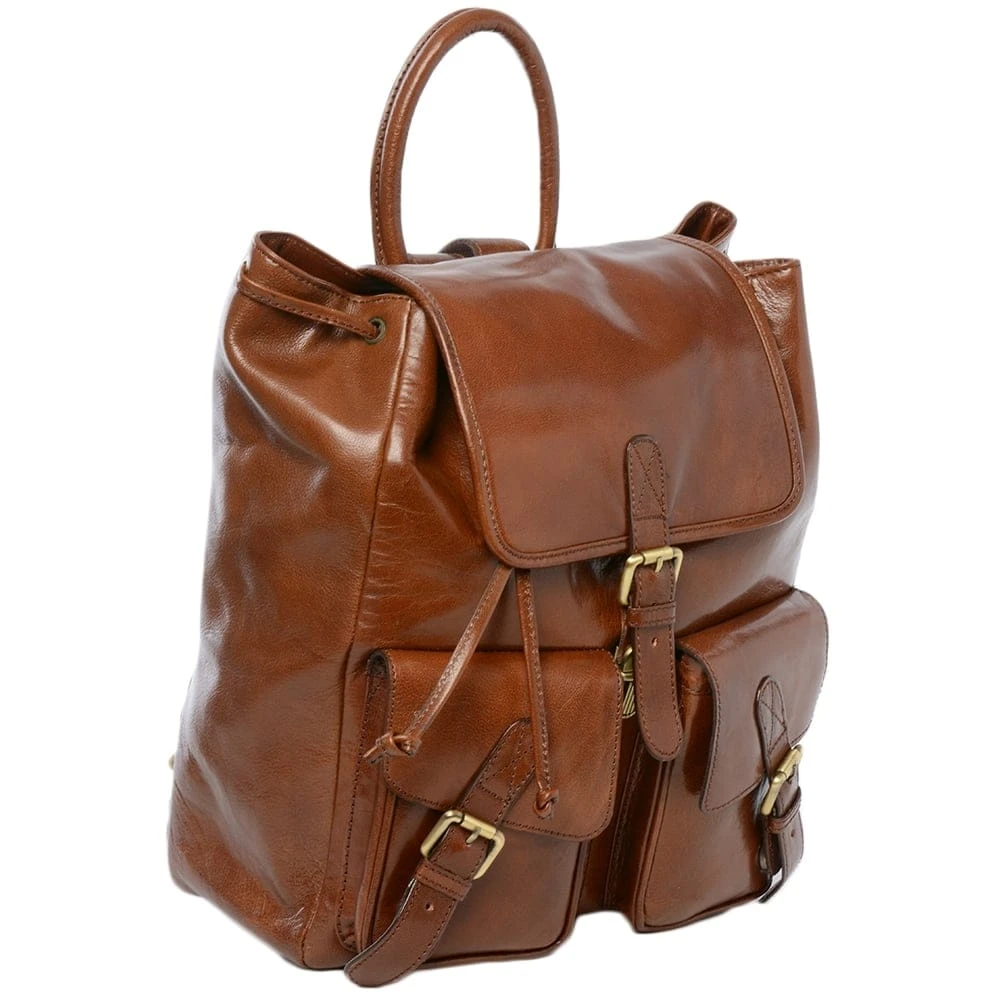 Mens Leather Backpack - Rucksack Chestnut 4 Mens Leather Backpack - Rucksack Chestnut - Image 2