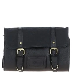 Mens Leather & Canvas Hanging Toiletry Bag Black : 7010