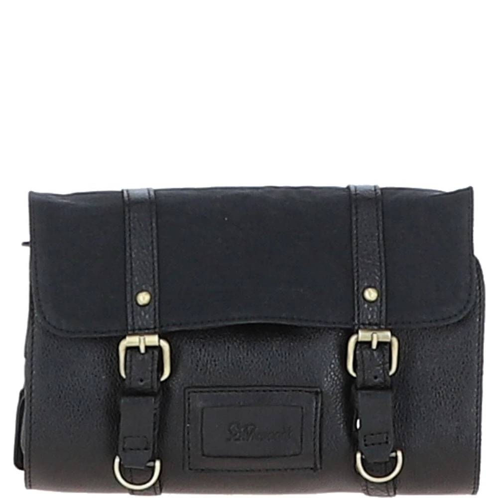 Mens Leather & Canvas Hanging Toiletry Bag Black : 7010 3 Mens Leather & Canvas Hanging Toiletry Bag Black : 7010