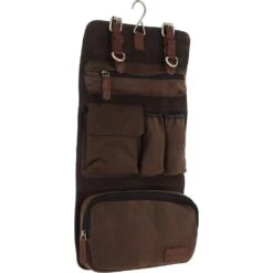Mens Leather & Canvas Hanging Toiletry Bag Tan/crum : 7010 -Luxe Style Central mens leather canvas hanging toiletry bag tan crum 7010 p4425 18917 image