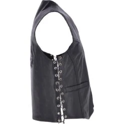 Men's Leather Embossed Laced Waistcoat Black : Eagle Biker Waistcoat -Luxe Style Central mens leather embossed laced waistcoat black eagle biker waistcoat p3319 14587 image