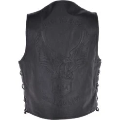Men's Leather Embossed Laced Waistcoat Black : Live To Ride Biker Waistcoat -Luxe Style Central mens leather embossed laced waistcoat black live to ride biker waistcoat p3322 14581 image