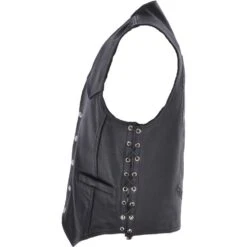 Men's Leather Embossed Laced Waistcoat Black : Live To Ride Biker Waistcoat -Luxe Style Central mens leather embossed laced waistcoat black live to ride biker waistcoat p3322 14582 image