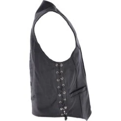Men's Leather Embossed Laced Waistcoat Black : Live To Ride Biker Waistcoat -Luxe Style Central mens leather embossed laced waistcoat black live to ride biker waistcoat p3322 14583 image