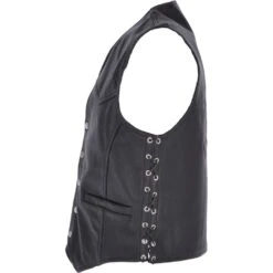 Men's Leather Embossed Laced Waistcoat Black : Skull Biker Waistcoat -Luxe Style Central mens leather embossed laced waistcoat black skull biker waistcoat p3323 14590 image