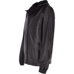 Men's Leather Hooded Bomber Jacket : Ramsay -Luxe Style Central mens leather hooded bomber jacket ramsay p3348 14698 image