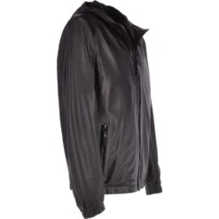 Men's Leather Hooded Bomber Jacket : Ramsay -Luxe Style Central mens leather hooded bomber jacket ramsay p3348 14700 image