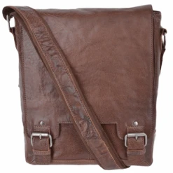 Mens Leather Ipad Messenger Bag Tan/crum : 8342