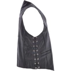 Men's Leather Laced Waistcoat Black : Biker Waistcoat -Luxe Style Central mens leather laced waistcoat black biker waistcoat p3321 14599 image