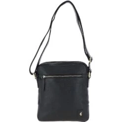 Mens Leather Messenger Bag Black: GB Logan