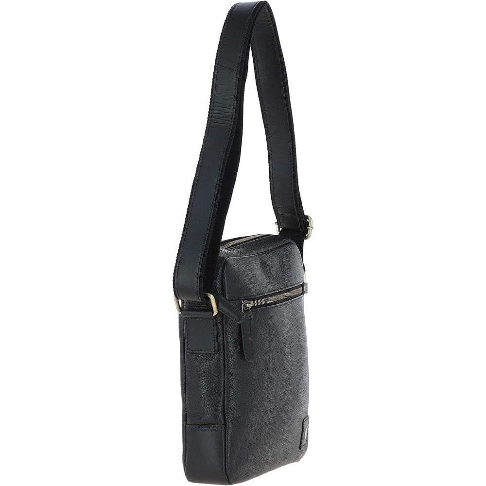 Mens Leather Messenger Bag Black: GB Logan 6 Mens Leather Messenger Bag Black: GB Logan - Image 4