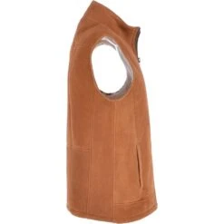 Men's Leather Sheepskin Gilet Whisky/cream : Saxon -Luxe Style Central mens leather sheepskin gilet whisky cream saxon p3362 14740 image