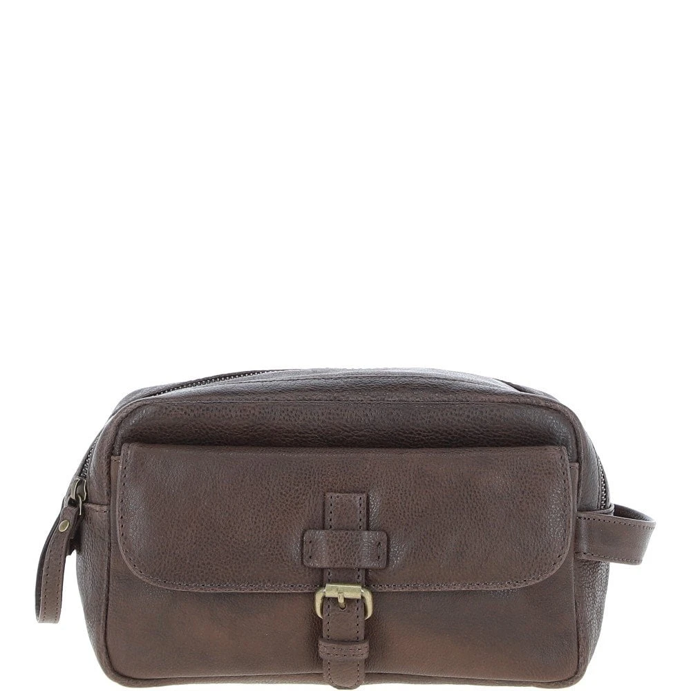 Mens Leather Toiletry Wash Bag Brown: Row 3 Mens Leather Toiletry Wash Bag Brown: Row