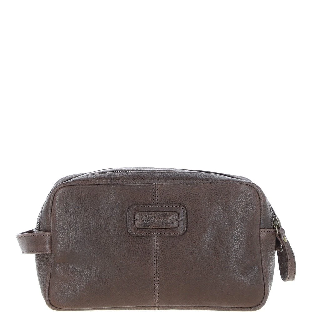 Mens Leather Toiletry Wash Bag Brown: Row 6 Mens Leather Toiletry Wash Bag Brown: Row - Image 4