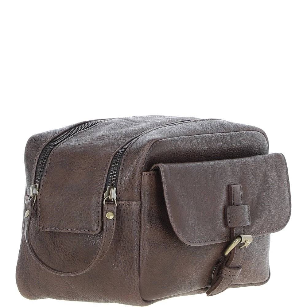 Mens Leather Toiletry Wash Bag Brown: Row 7 Mens Leather Toiletry Wash Bag Brown: Row - Image 5
