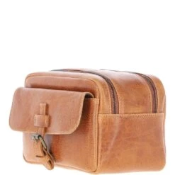 Mens Leather Toiletry Wash Bag Tan: Row -Luxe Style Central mens leather toiletry wash bag tan row p6986 25812 image