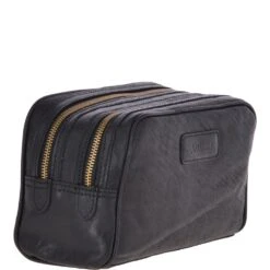 Mens Leather Washbag Black : G-37 -Luxe Style Central mens leather washbag black g 37 p3820 16485 image