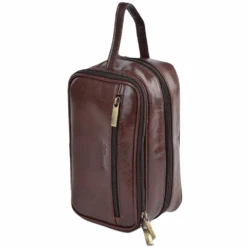 Mens Leather Washbag Cognac/vt : 2080
