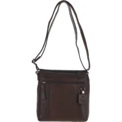 Mens Medium Waxy Leather Messenger Bag Brown: W-73 -Luxe Style Central mens medium waxy leather messenger bag brown w 73 p5504 19885 image