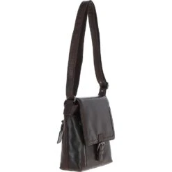 Mens Medium Waxy Leather Messenger Bag Brown: W-73 -Luxe Style Central mens medium waxy leather messenger bag brown w 73 p5504 19886 image