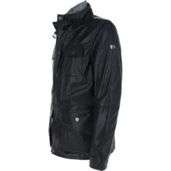 Mens Nappa Leather Detachable Double Collar Jacket Black: TRAP-RYAN -Luxe Style Central mens nappa leather detachable double collar jacket black trap ryan p5800 21957 image