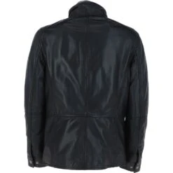 Mens Nappa Leather Detachable Double Collar Jacket Black: TRAP-RYAN -Luxe Style Central mens nappa leather detachable double collar jacket black trap ryan p5800 21958 image