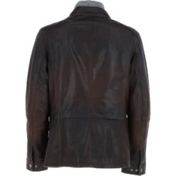 Mens Nappa Leather Detachable Double Collar Jacket Red Brn: TRAP-RYAN -Luxe Style Central mens nappa leather detachable double collar jacket red brn trap ryan p6809 24872 image