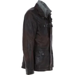 Mens Nappa Leather Detachable Double Collar Jacket Red Brn: TRAP-RYAN -Luxe Style Central mens nappa leather detachable double collar jacket red brn trap ryan p6809 24873 image