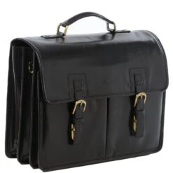 Mens Triple Gusset Heavy Duty Leather Briefcase Black/vt : Gareth -Luxe Style Central mens triple gusset heavy duty leather briefcase black vt gareth p334 1538 image