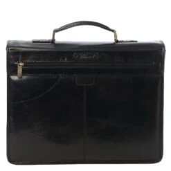 Mens Triple Gusset Heavy Duty Leather Briefcase Black/vt : Gareth -Luxe Style Central mens triple gusset heavy duty leather briefcase black vt gareth p334 1540 image