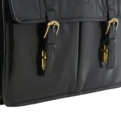 Mens Triple Gusset Heavy Duty Leather Briefcase Black/vt : Gareth -Luxe Style Central mens triple gusset heavy duty leather briefcase black vt gareth p334 1541 image